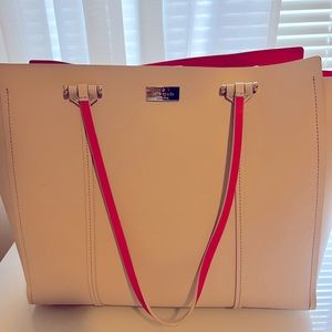 Kate Spade cream tote with red interior